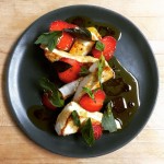 Fried goat cheese with local strawberries